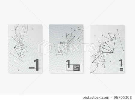 Vector A4 cover templates for brochure, flyer layout, booklet, book. Abstract background with connecting lines and dots. Network technology concept 96705368