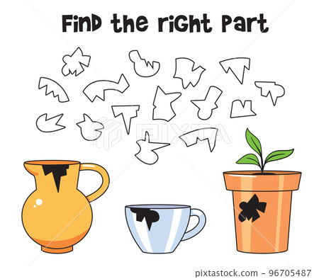 Find the right part. Educational game for children. Cartoon vector illustration 96705487
