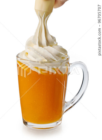 glass of pumpkin latte glass of pumpkin latte 96705707