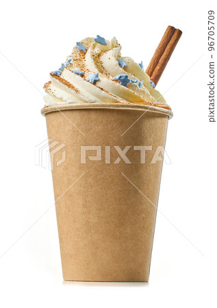 pumpkin latte in take away cup 96705709