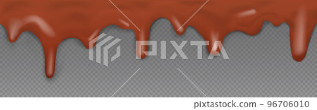 Dark flowing caramel, no background, panoramic transparent template - Vector 96706010