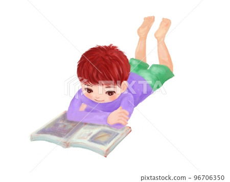 孩子躺著看書 96706350