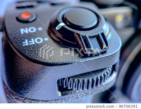 Close-up of the cameras shutter lever, iso sensitivity selection buttons, quick menu and video recording mode 96706391