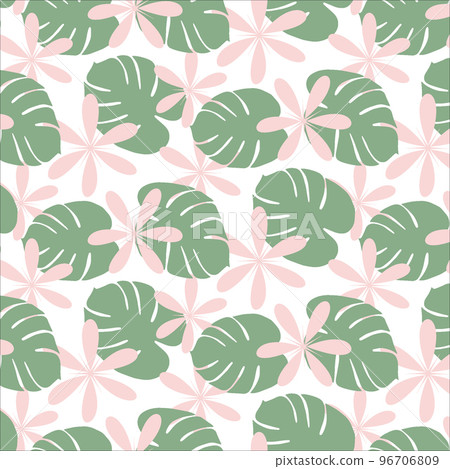 Colorful seamless pattern in trendy pale hues with hand drawn elements on a transparent background 96706809