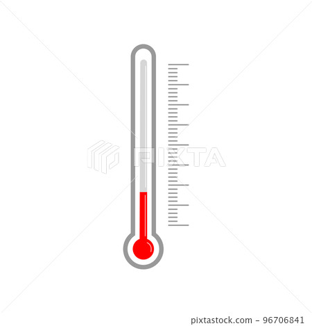 Meteorological thermometer glass tube with mercury and graphic scale degree. Vertical indoor or outdoor temperature measuring tool isolated on white background Meteorological thermometer glass tube with mercury and graphic scale degree. Vertical indoor or outdoor temperature measuring tool isolated on white background 96706841