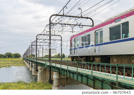 Keio Line Seiseki Sakuragaoka Tamagawa Bridge Train Blue Sky Tamagawa Keio Line Seiseki Sakuragaoka Tamagawa Bridge Train Blue Sky Tamagawa 96707643