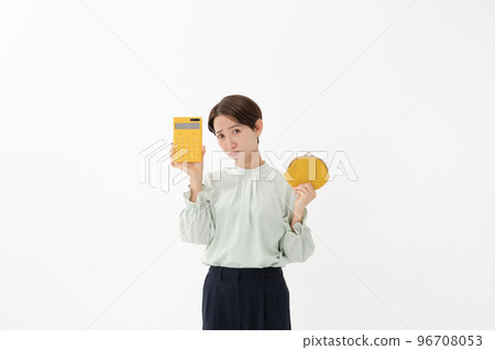 Wallet, female, calculator, white background 96708053