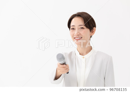 Microphone female white background 96708135