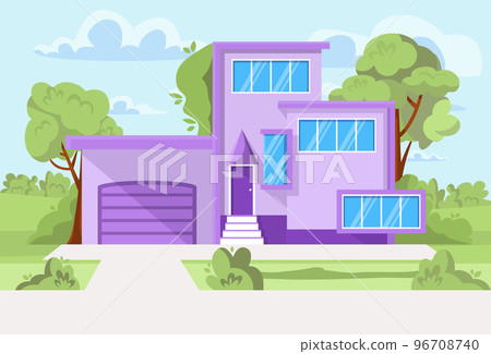 Real estate concept building, private house comfortable movable property, design construction apartment cottage flat vector illustration. Real estate concept building, private house comfortable movable property, design construction apartment cottage flat vector illustration. 96708740