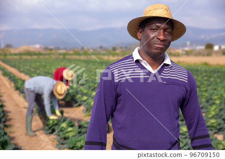 Portrait of american male farmer in straw hat Portrait of american male farmer in straw hat 96709150