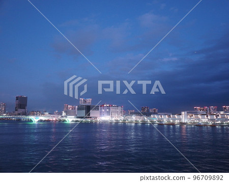 Beautiful scenery of the wharf sea and lights Beautiful scenery of the wharf sea and lights 96709892