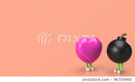 The bomb and heart for weapon or love concept 3d rendering The bomb and heart for weapon or love concept 3d rendering 96709960