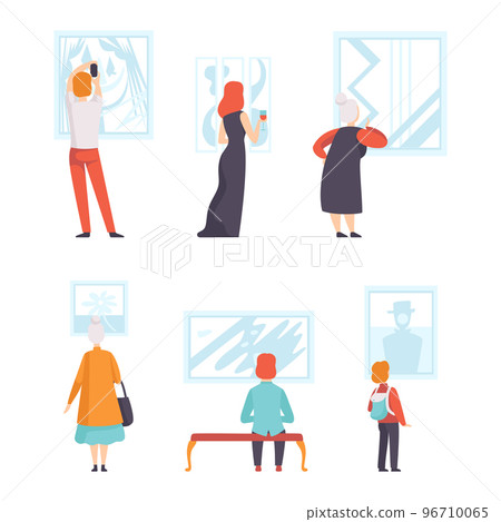People Visitors of Classic Art Gallery Viewing Masterpieces at Museum Vector Set People Visitors of Classic Art Gallery Viewing Masterpieces at Museum Vector Set 96710065