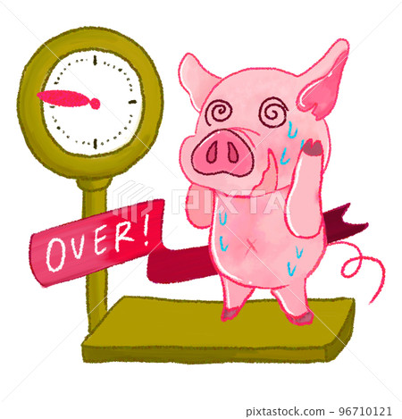 A pig panicking on a weight scale A pig panicking on a weight scale 96710121