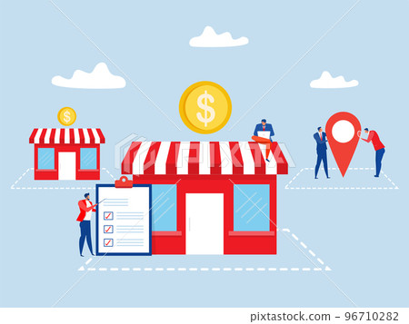 Franchise business concept, Businessman wants to expand his business growing store shop profit Vector Illustration 96710282