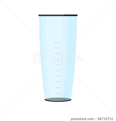 Blender mixer cup plastic glass bowl milliliter scale flat. Part electronic cooking device measuring cup food stirring bowl inside clear blank icon advertising kitchen appliance store web isolated Blender mixer cup plastic glass bowl milliliter scale flat. Part electronic cooking device measuring cup food stirring bowl inside clear blank icon advertising kitchen appliance store web isolated 96710752