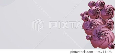 pink roses elements, decorative floral elements on white background in 3d illustration pink roses elements, decorative floral elements on white background in 3d illustration 96711270