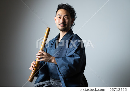Bearded man's Japanese musical instrument series Shakuhachi Bearded man's Japanese musical instrument series Shakuhachi 96712533