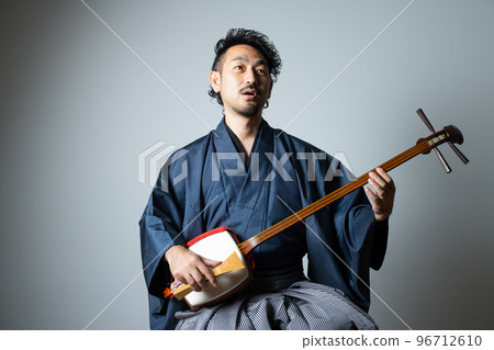 Bearded man's Japanese musical instrument series Shamisen Bearded man's Japanese musical instrument series Shamisen 96712610