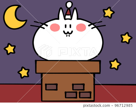 Nyanko illustration material whose head is stuck in the chimney Nyanko illustration material whose head is stuck in the chimney 96712985