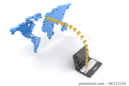 3d rendered Data transfering on a white background 3d rendered Data transfering on a white background 96713230