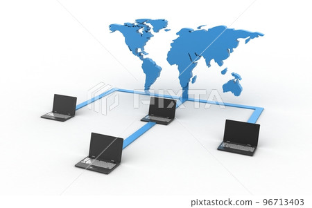 3d rendered Data transfering on a white background 96713403