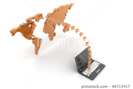 3d rendered Data transfering on a white background 3d rendered Data transfering on a white background 96713457