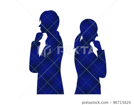 思考的男人和女人剪影插圖檢查模式 思考的男人和女人剪影插圖檢查模式 96713820