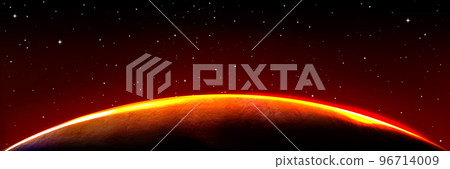 Mars alien planet edge in sunrise on black sky Mars alien planet edge in sunrise on black sky 96714009