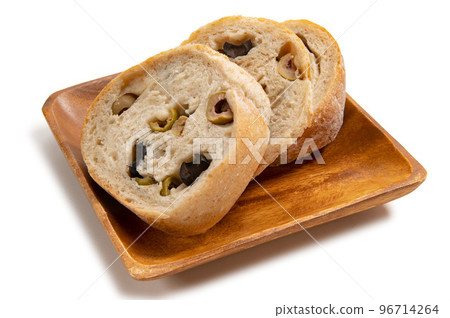 bread with sliced olives bread with sliced olives 96714264