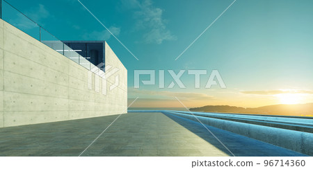 Empty floor with modern building exterior 96714360
