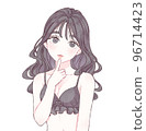 Woman underwear black that puts a finger on the lips with an upward look 96714423