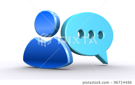 語音氣泡和人形圖標，在 SNS 上發送評論的圖像 96714486