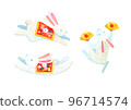 Hand-painted watercolor | New Year 2023 Year of the Rabbit White rabbits 96714574