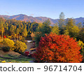 Autumn leaves mountains seen from Magome-juku 96714704