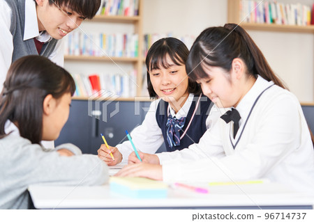 Junior high school students consulting Junior high school students chatting Junior high school students consulting Junior high school students chatting 96714737