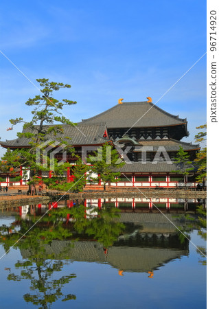 [奈良縣]對稱的東大寺中央門和大佛殿 96714920
