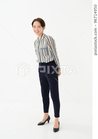 Female portrait white background full body 96714950