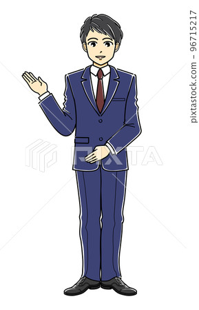 A young man in a suit guiding with a polite attitude (whole body) A young man in a suit guiding with a polite attitude (whole body) 96715217