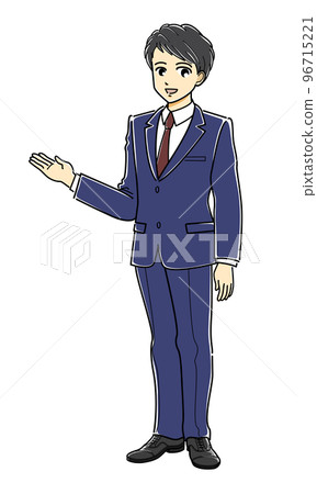 A young man in a suit to guide (whole body, diagonally) 96715221