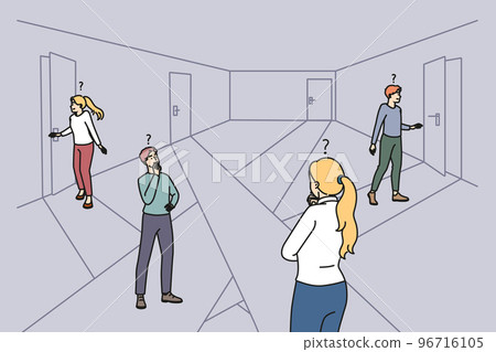 People look for way out in room People look for way out in room 96716105