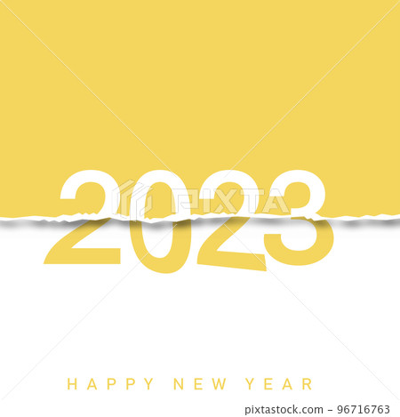 2023 Happy New Year greeting card with torn paper. Vector 96716763