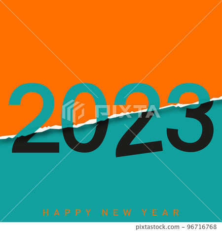 2023 Happy New Year greeting card with torn paper. Vector 2023 Happy New Year greeting card with torn paper. Vector 96716768