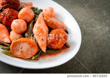 Stir Fried Fish Balls with Yentafo Sauce 96716895