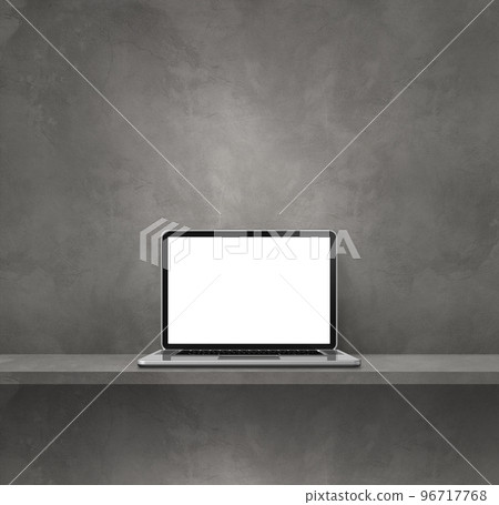 Laptop computer on grey shelf. Square background Laptop computer on grey shelf. Square background 96717768
