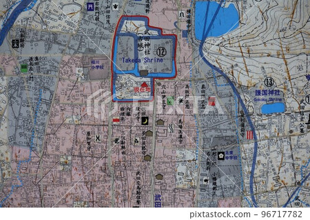 Kofu City, Yamanashi Prefecture Takeda Shrine Surroundings Modern Illustration 96717782