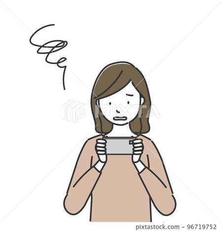 看智能手機屏幕的失望的婦女 看智能手機屏幕的失望的婦女 96719752