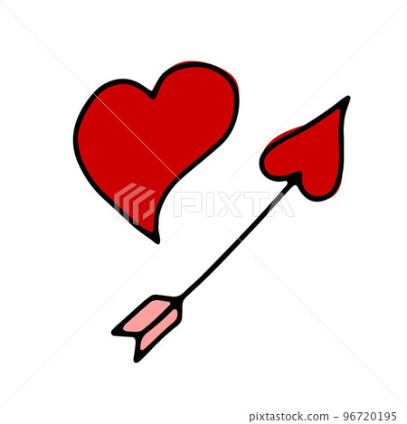 Doodle Valentines Day red heart with arrow Doodle Valentines Day red heart with arrow 96720195