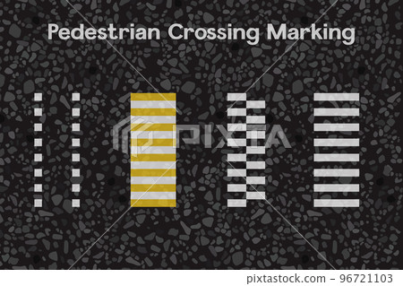 Horizontal road markings, pedestrian crossing vector illustration. Horizontal road markings, pedestrian crossing vector illustration. 96721103