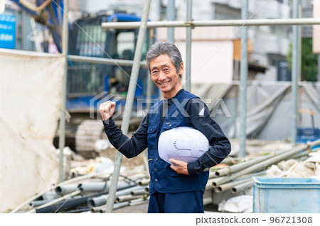 Workers standing at the construction site Civil engineering construction craftsmen 96721308